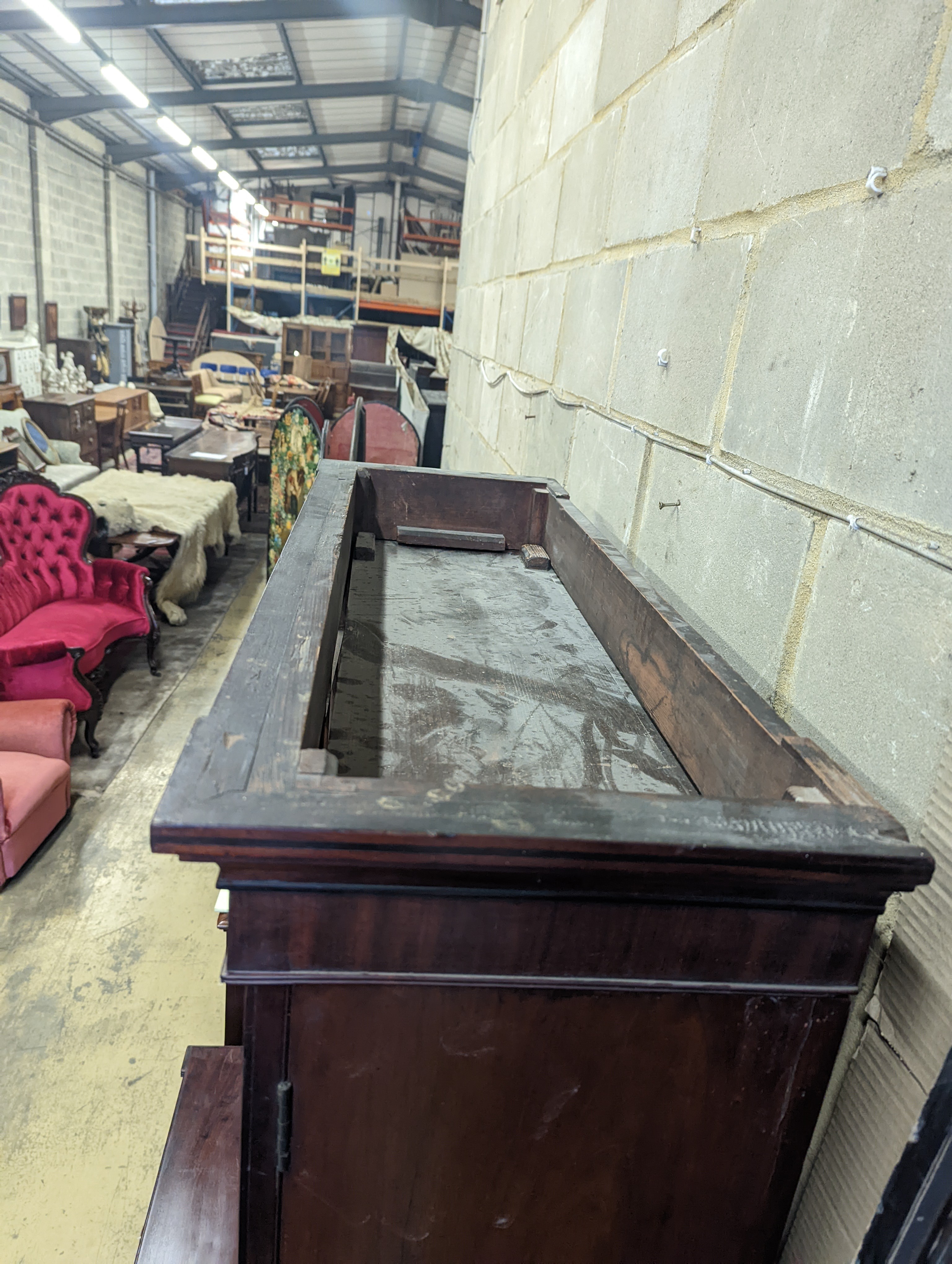 A Regency mahogany secretaire bookcase on lion paws feet, length 100cm, depth 56cm, height 216cm